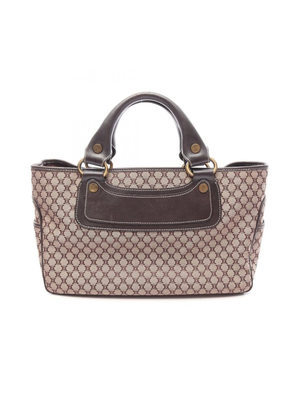 Celine Handbag Boogie Bag Macadam Beige Brown Canvas Leather